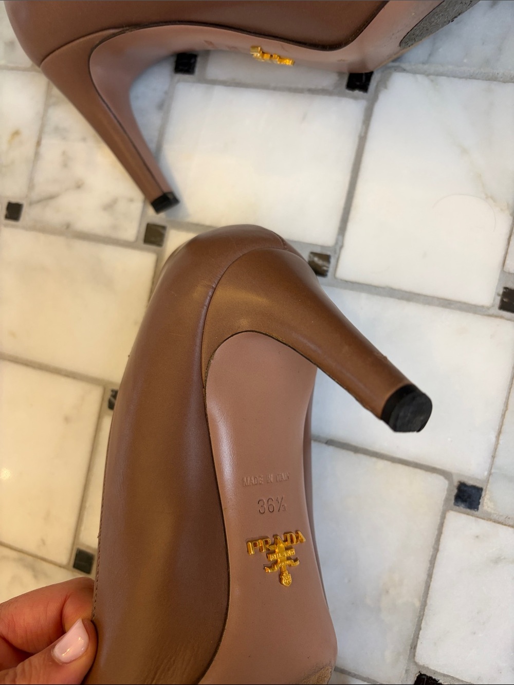 Prada Brown Leather Pointed-Toe Heels - Picture 3 of 4